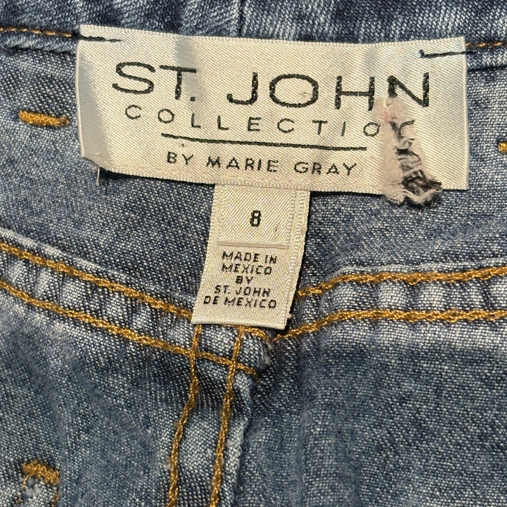 St. John Collection by Marie Gray Raw Hem Cotton Blue Jeans Sz. 8 - Picture 8 of 10